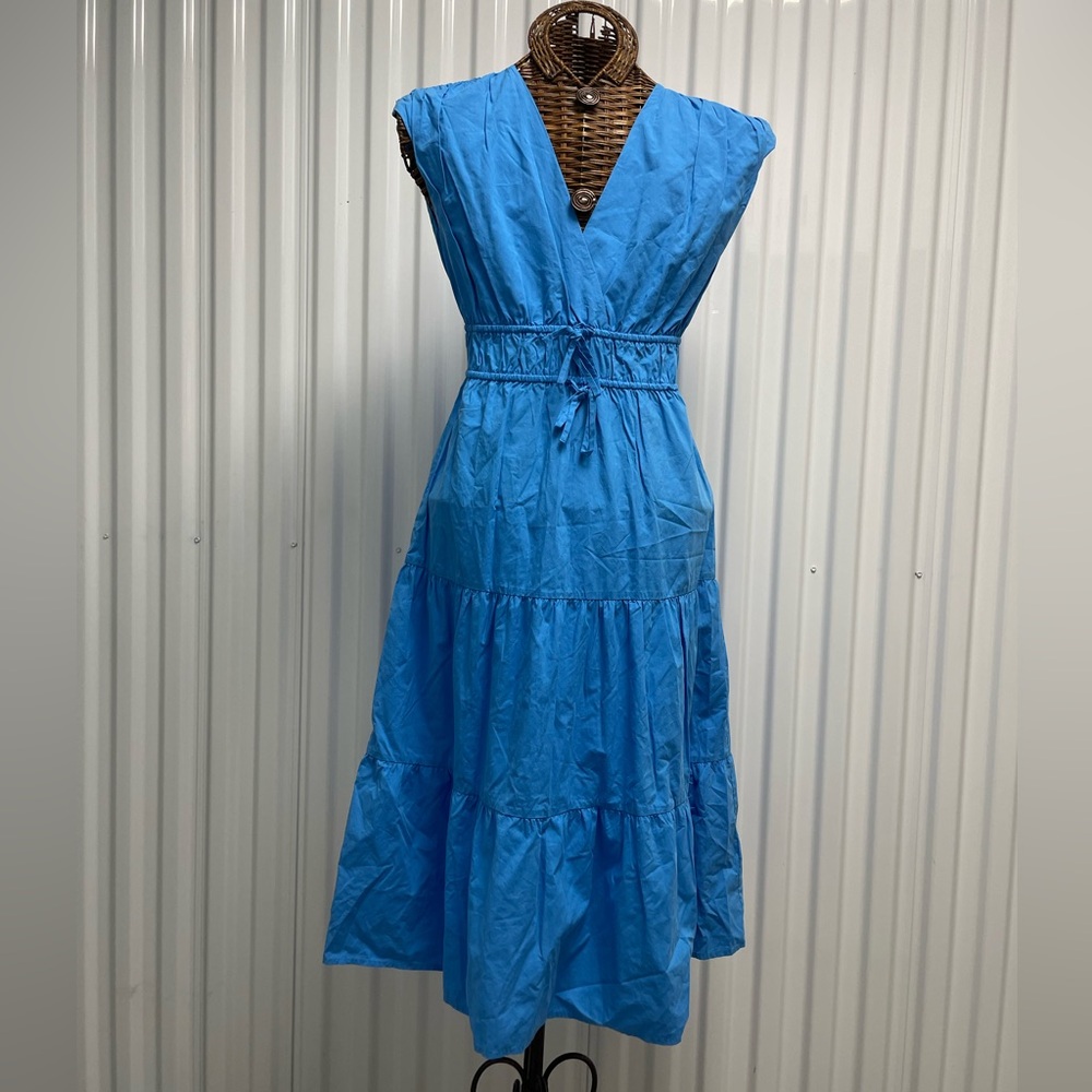 RAILS Lucia Maxi Dress Pacific Bright Blue V Neck size XS